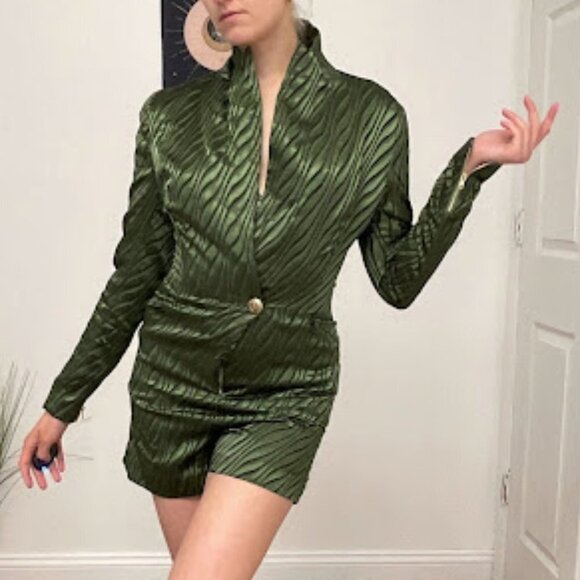 Retrofete Stripped Jana Romper Single Button Long Sleeve Size XS Green - Picture 7 of 16